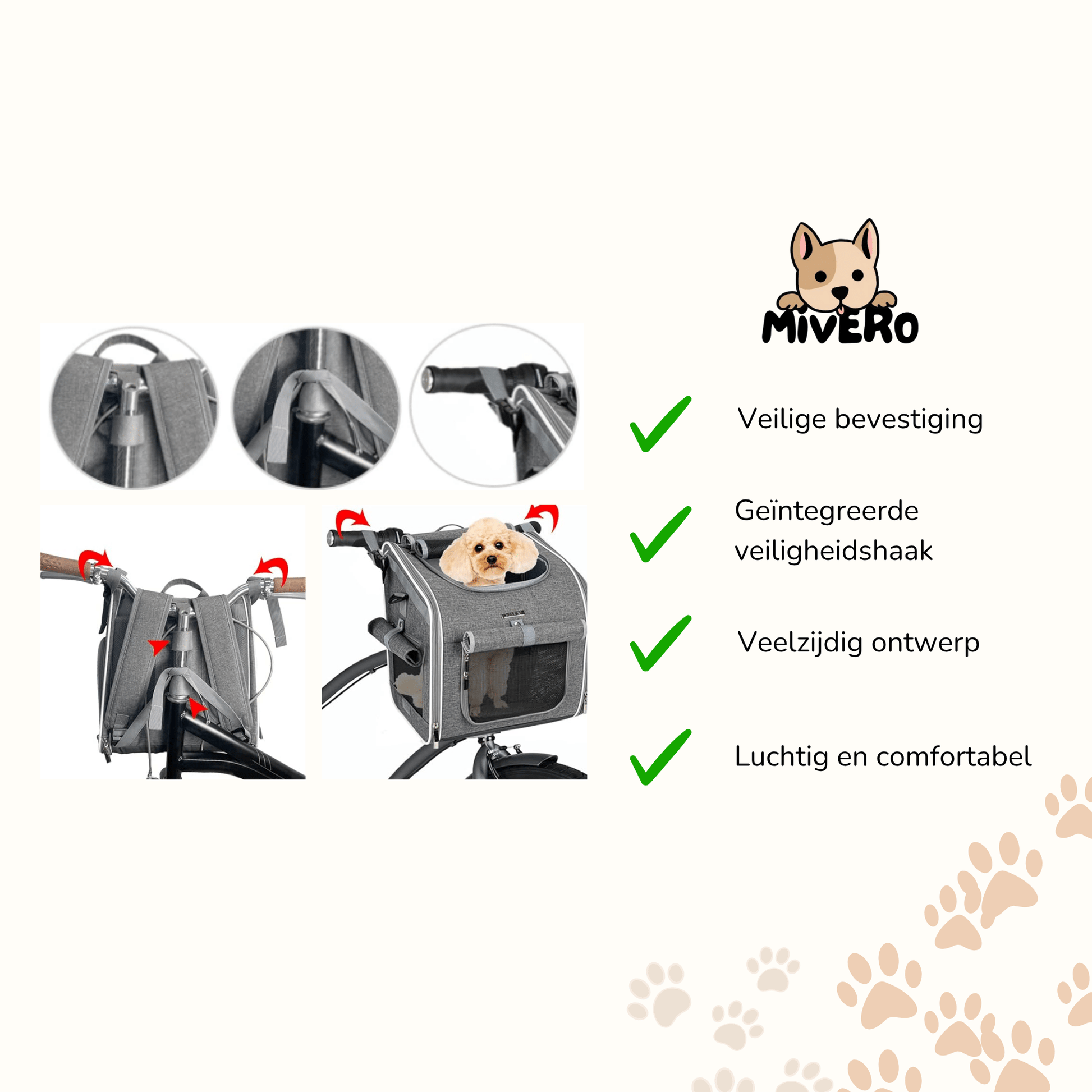 RideRuff - Veilige Fietsmand Huisdieren - Mivero