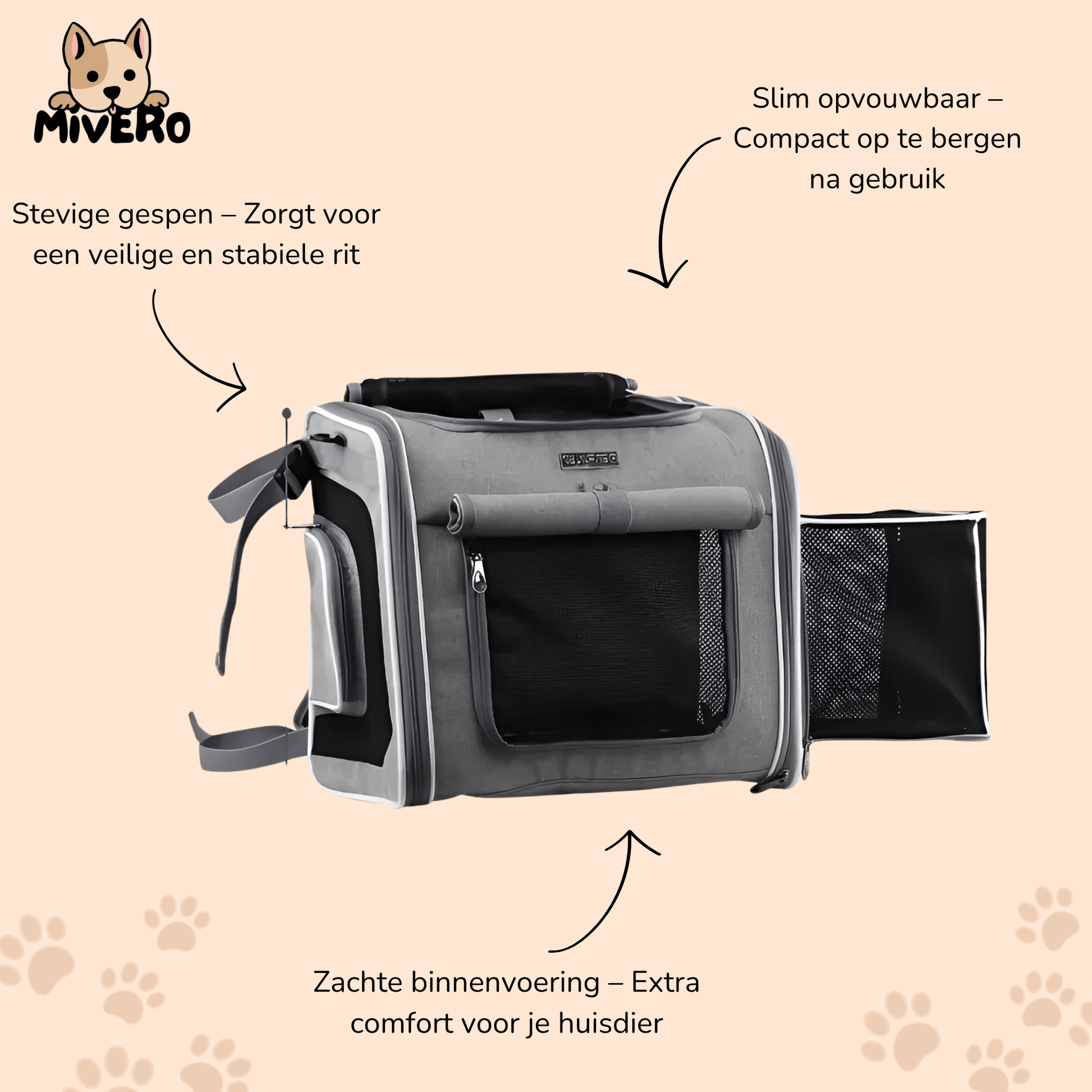 RideRuff - Veilige Fietsmand Huisdieren - Mivero