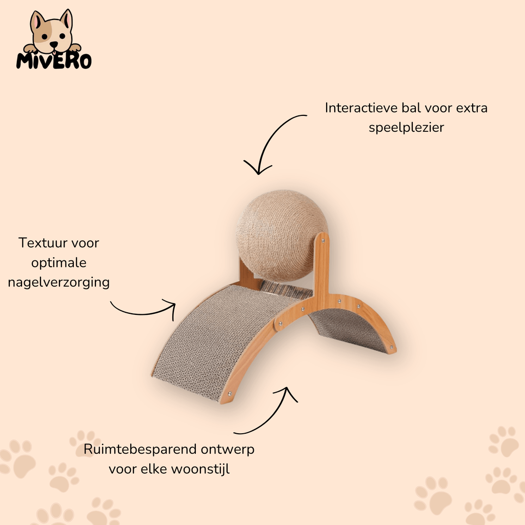 ScratchSphere - Interactief Katten Krabpaal met Sisalbal - Mivero