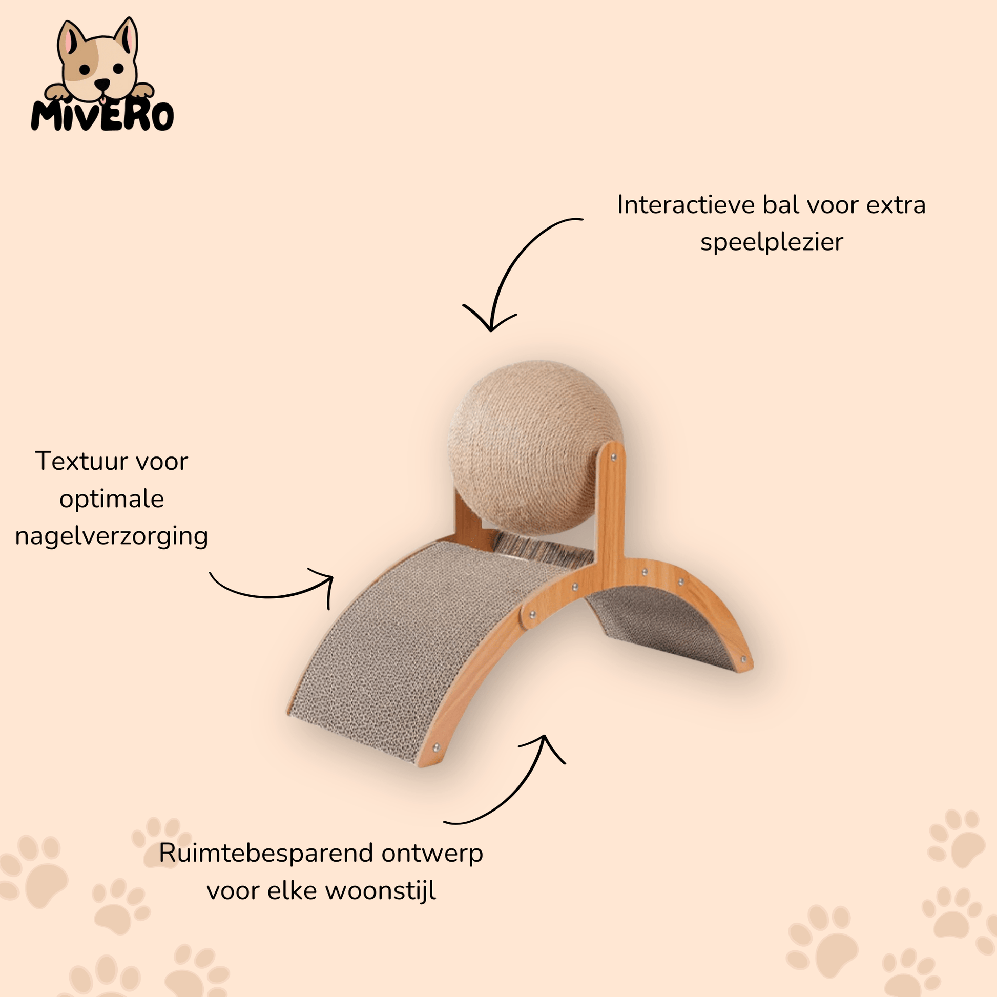 ScratchSphere - Interactief Katten Krabpaal met Sisalbal - Mivero