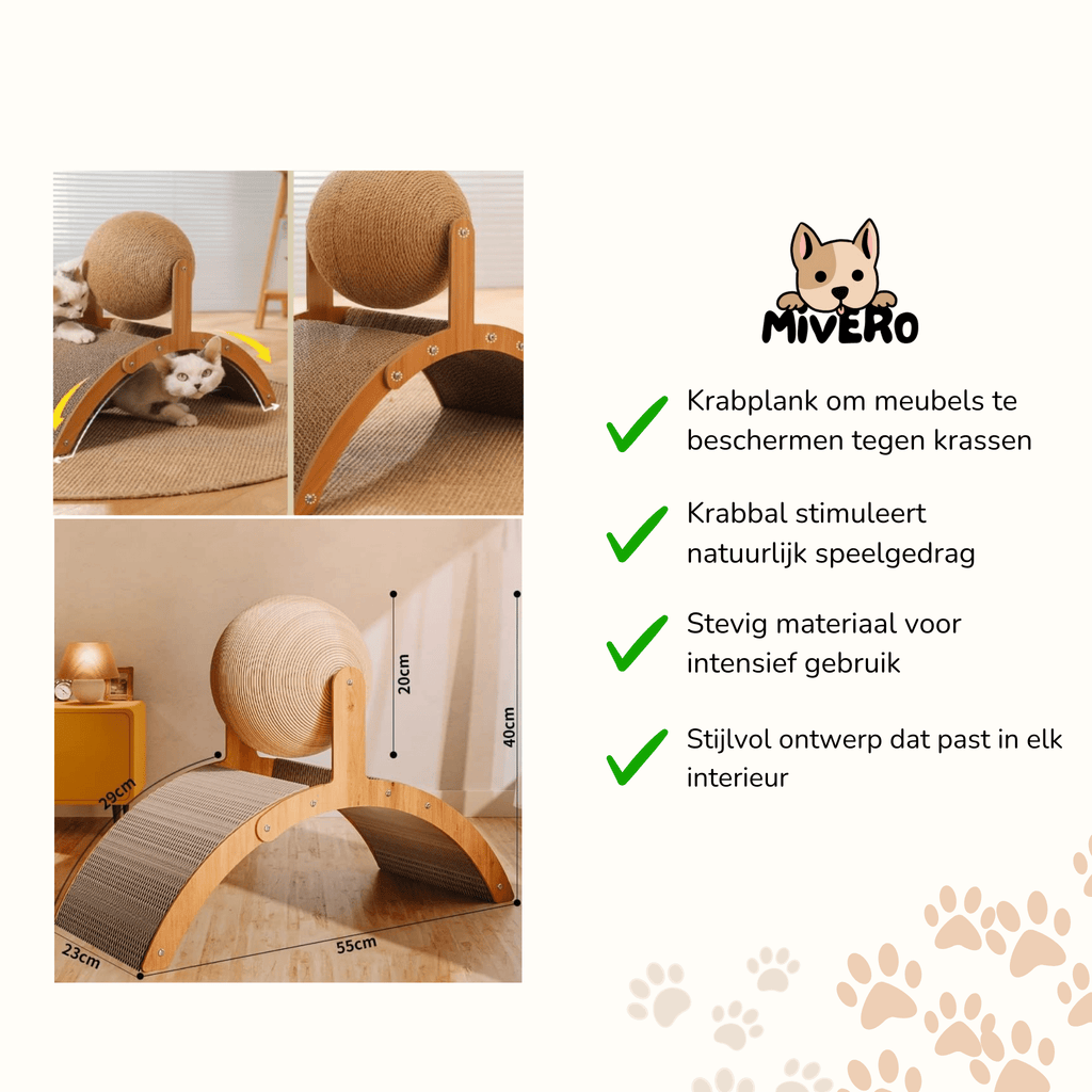 ScratchSphere - Interactief Katten Krabpaal met Sisalbal - Mivero