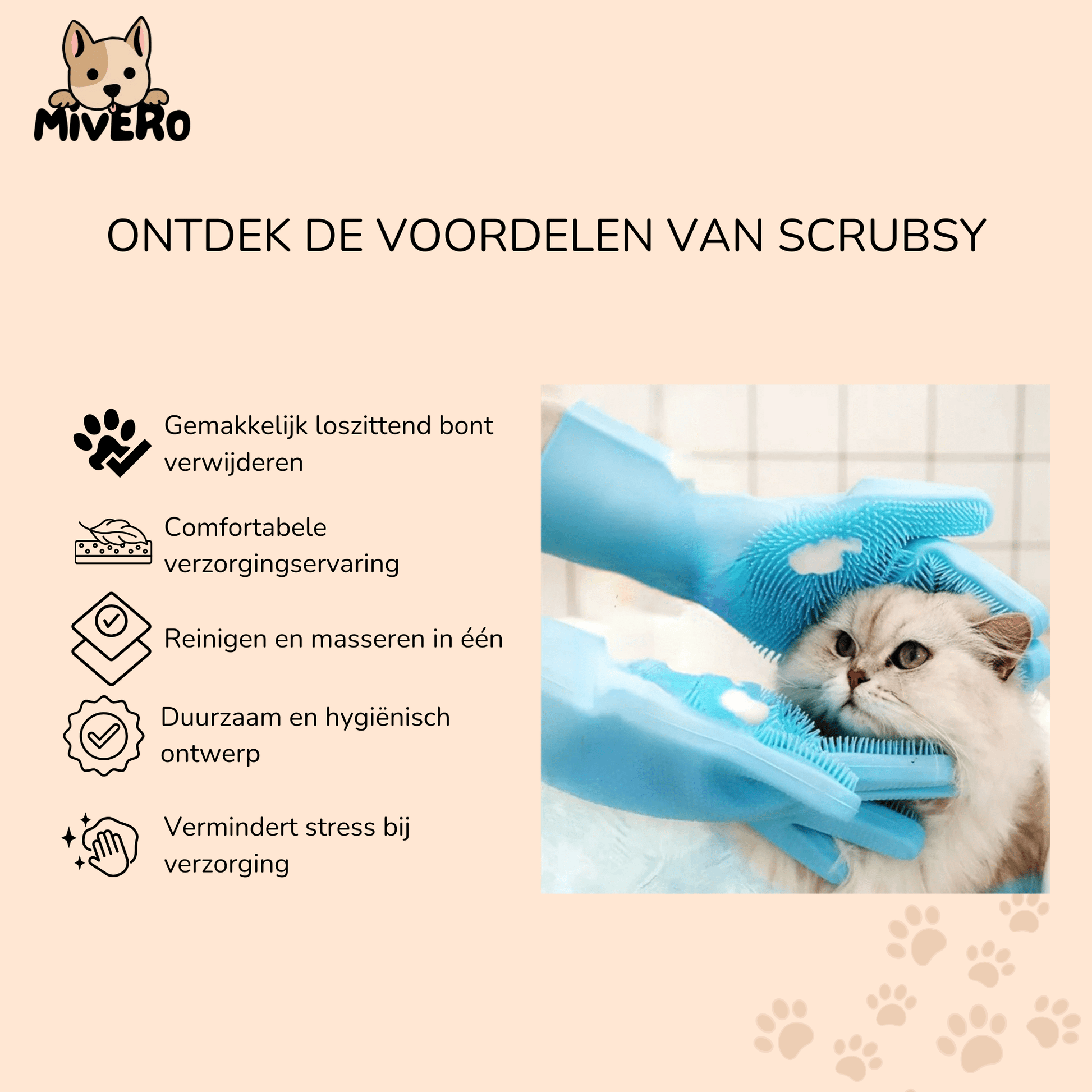 Scrubsy - Siliconen Massage Groominghandschoen - Mivero
