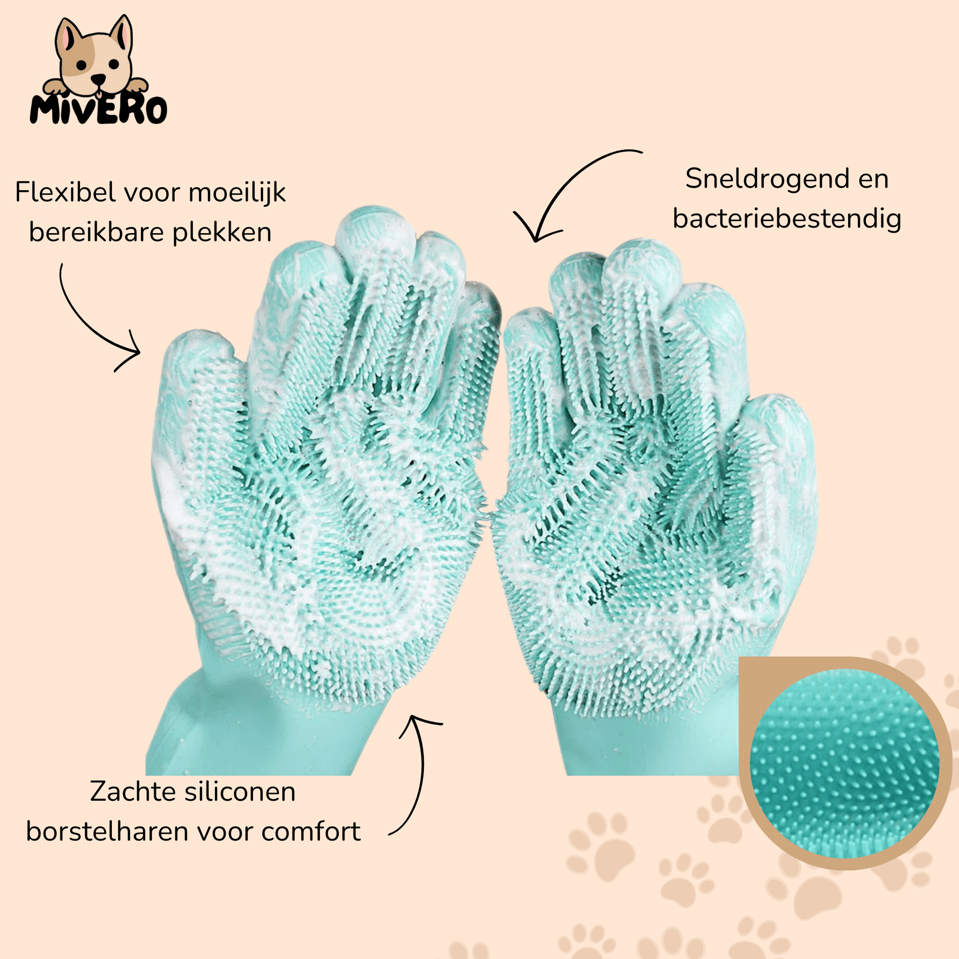 Scrubsy - Siliconen Massage Groominghandschoen - Mivero