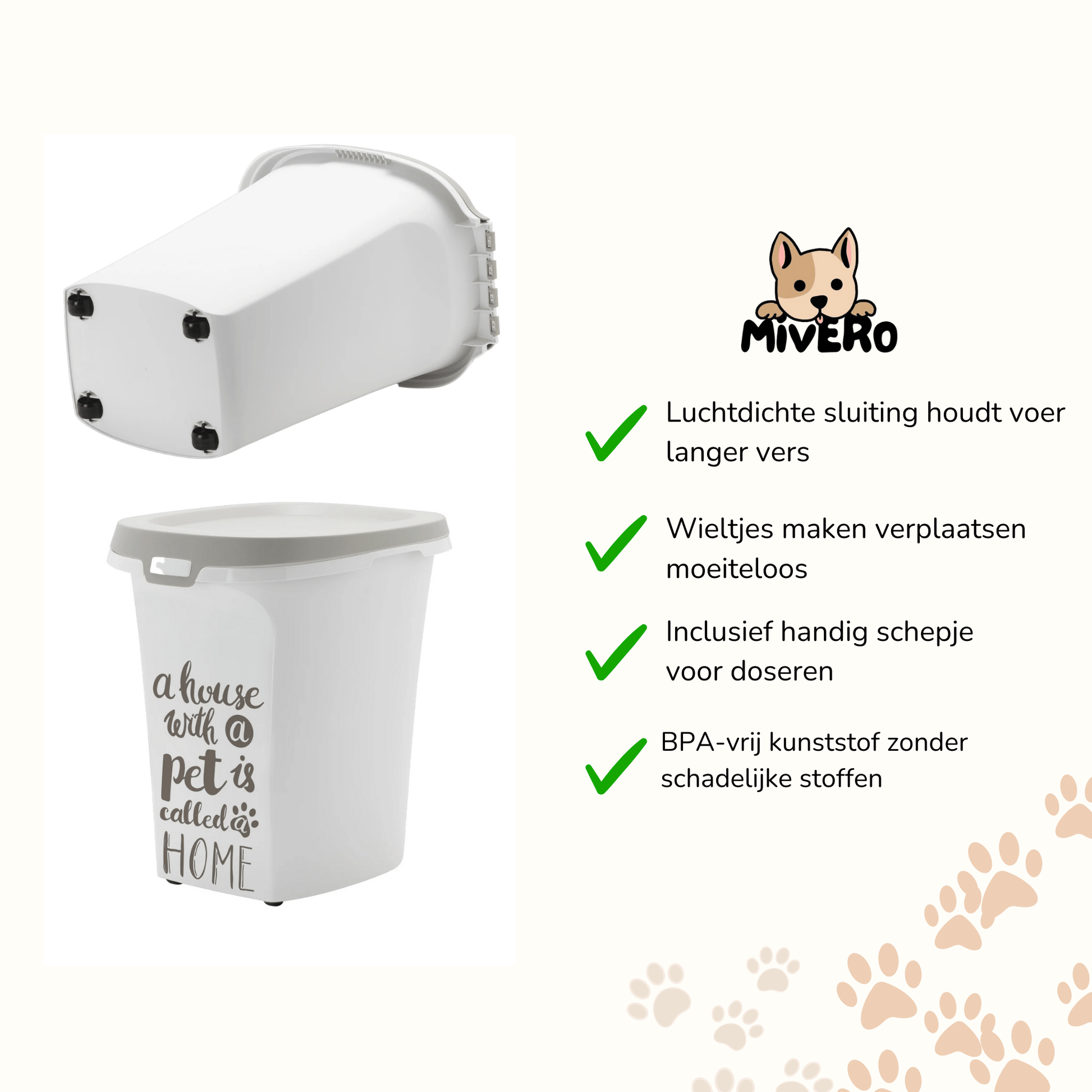 SealBin - Luchtdichte Verrijdbare Voercontainer - Mivero