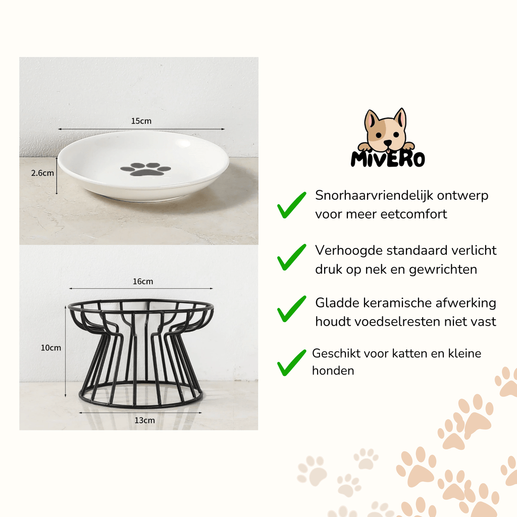 SereniBowl - Keramische Verhoogde Kattenvoerbak - Mivero