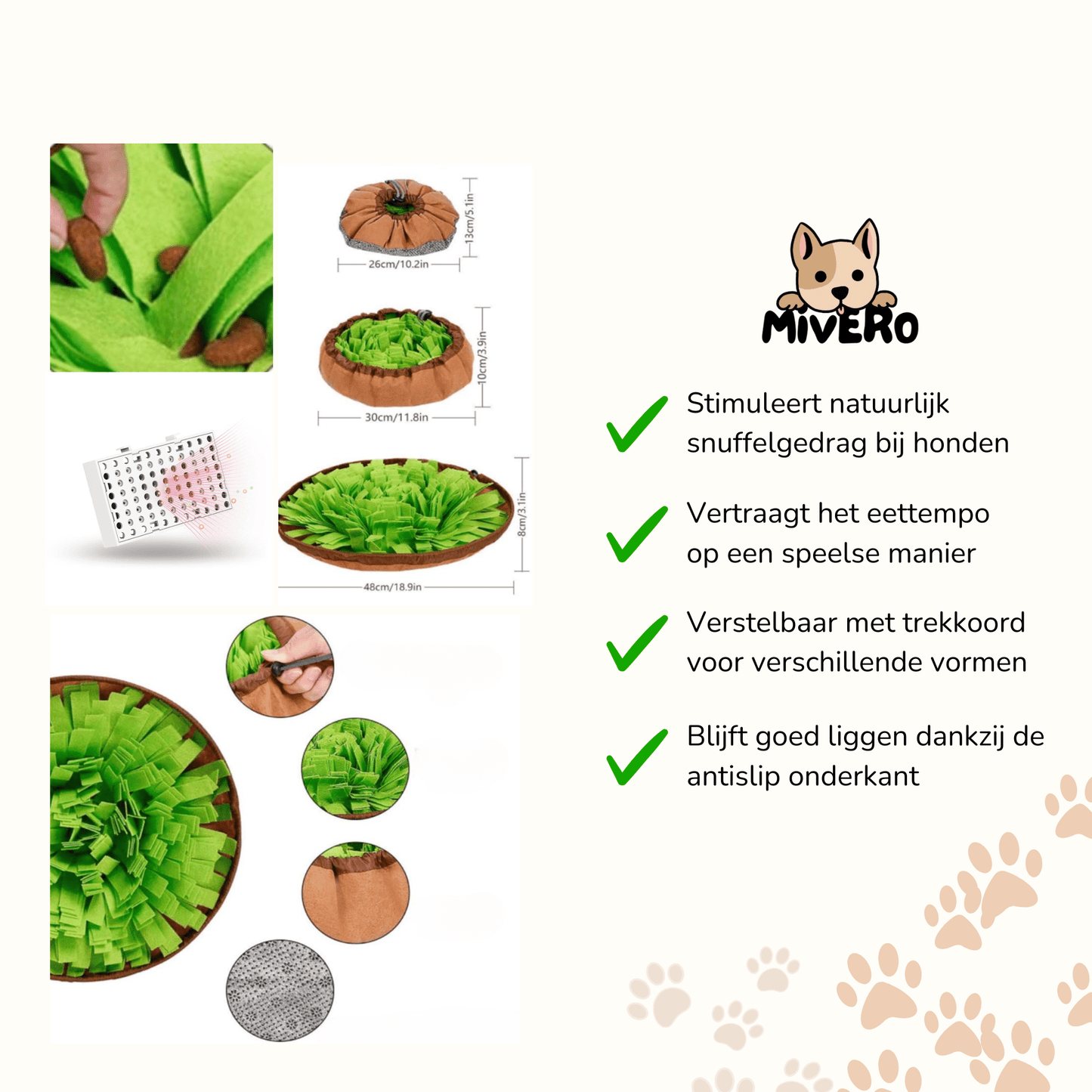 sloofie - honden snuffelmat vilt antislip - mivero