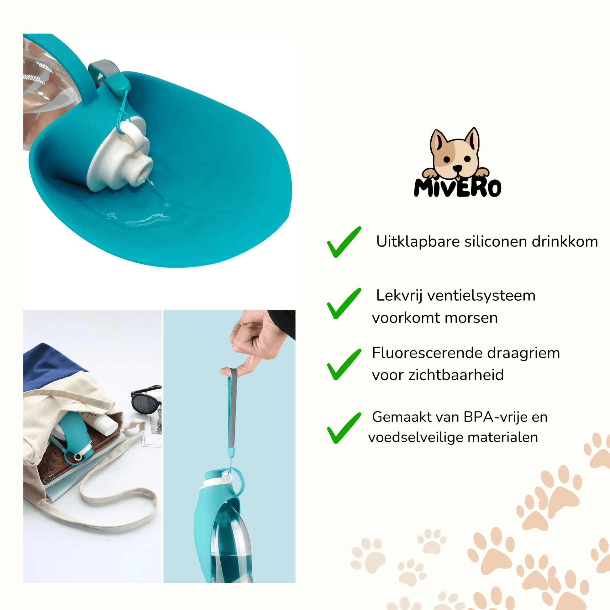 SlurpGo - Lekvrije Opvouwbare Hondendrinkfles - Mivero