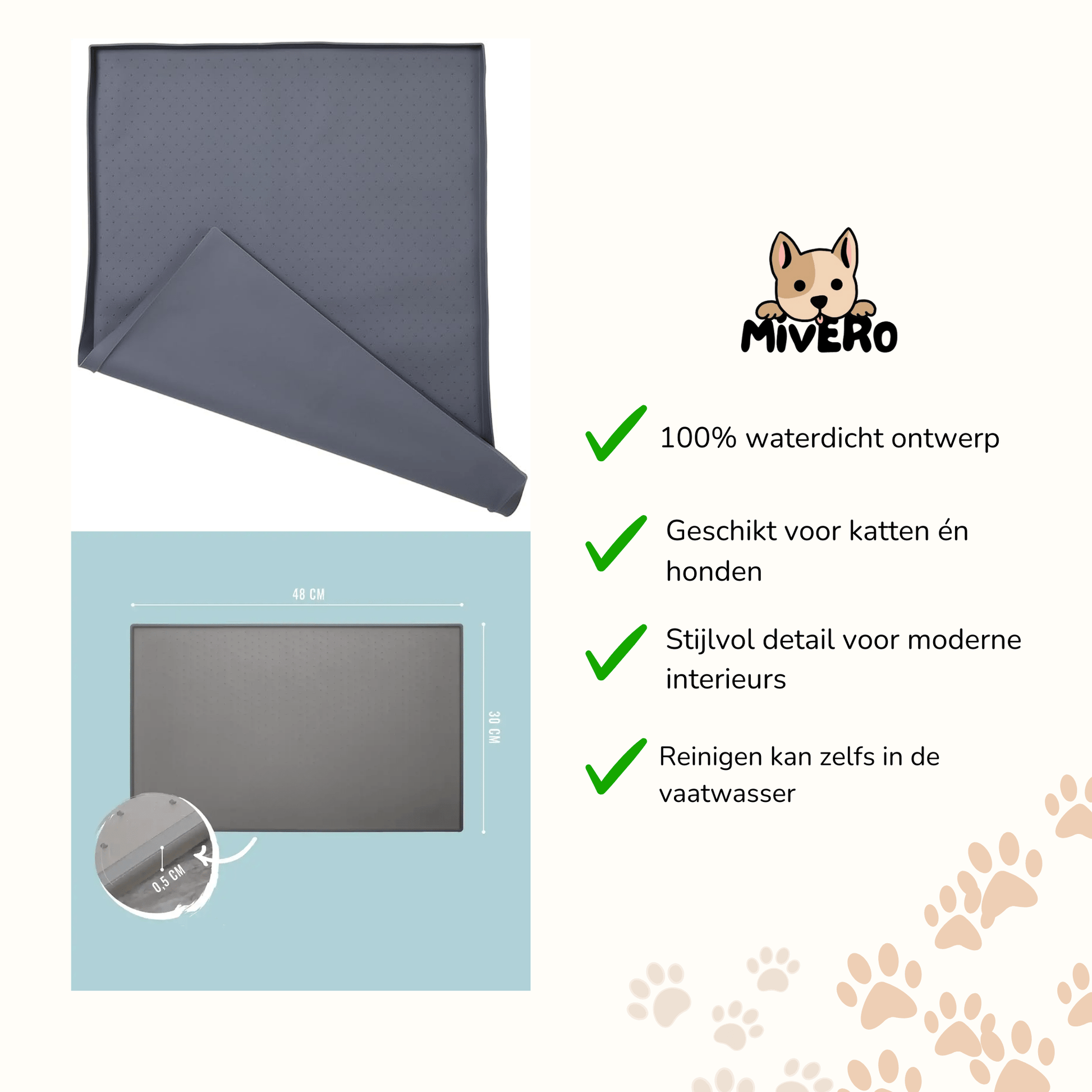 SnaccMat - Waterdichte Vaatwasserbestendige Voermat - Mivero