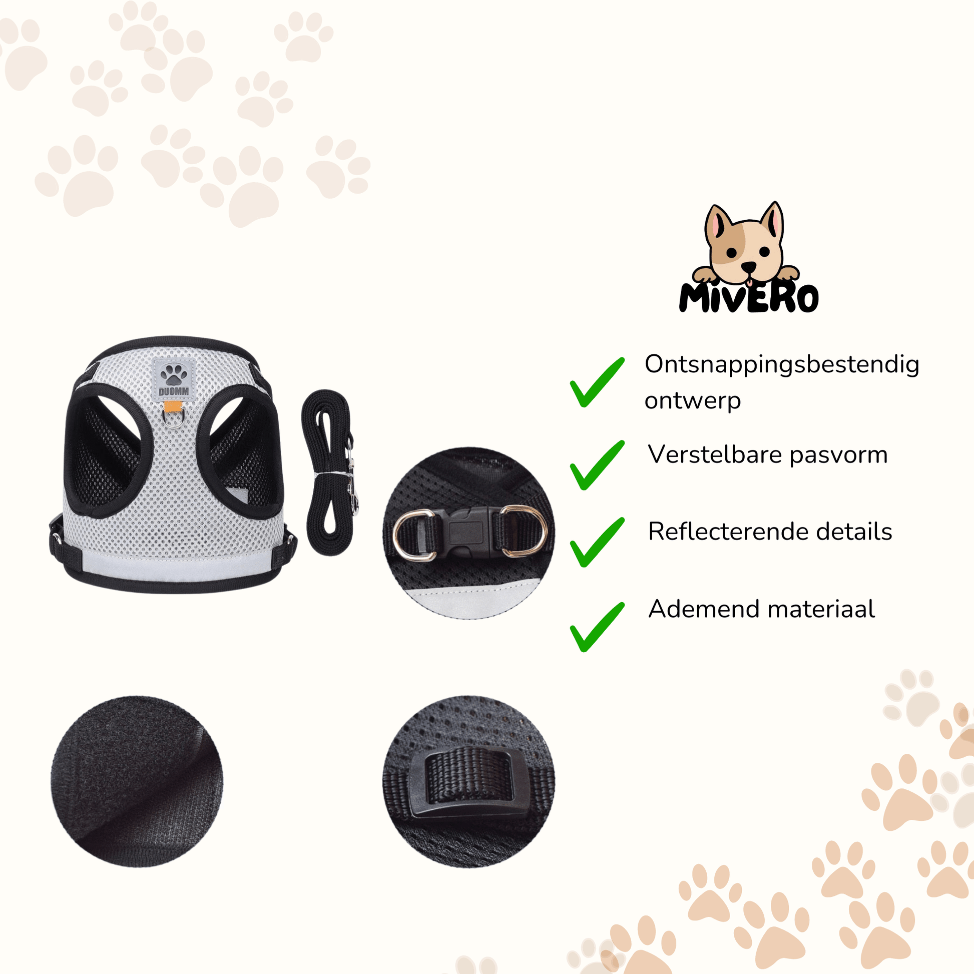 SnugFit - Ontsnappingsveilig Reflecterend Kattentuig - Mivero