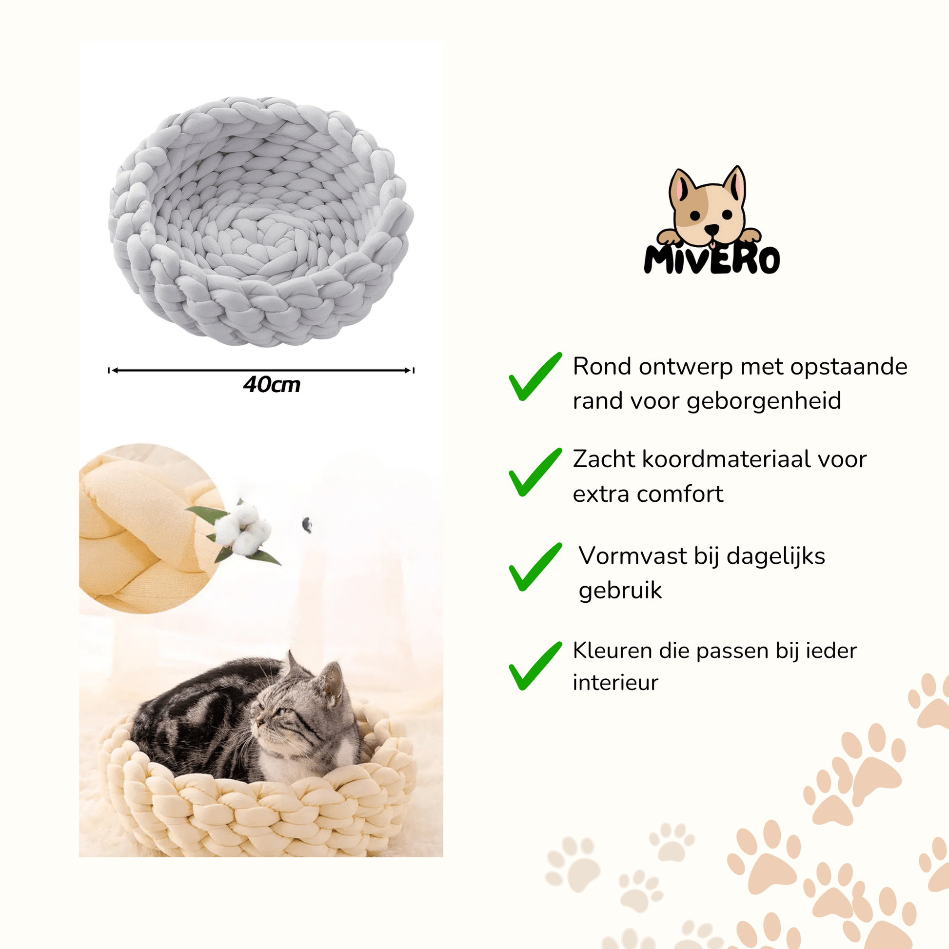 SnuggLea - Rond Koord Kattennest - Mivero