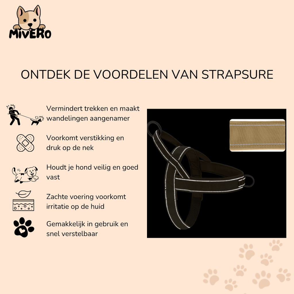 StrapSure - No - Pull Verstelbaar Hondentuig - Mivero
