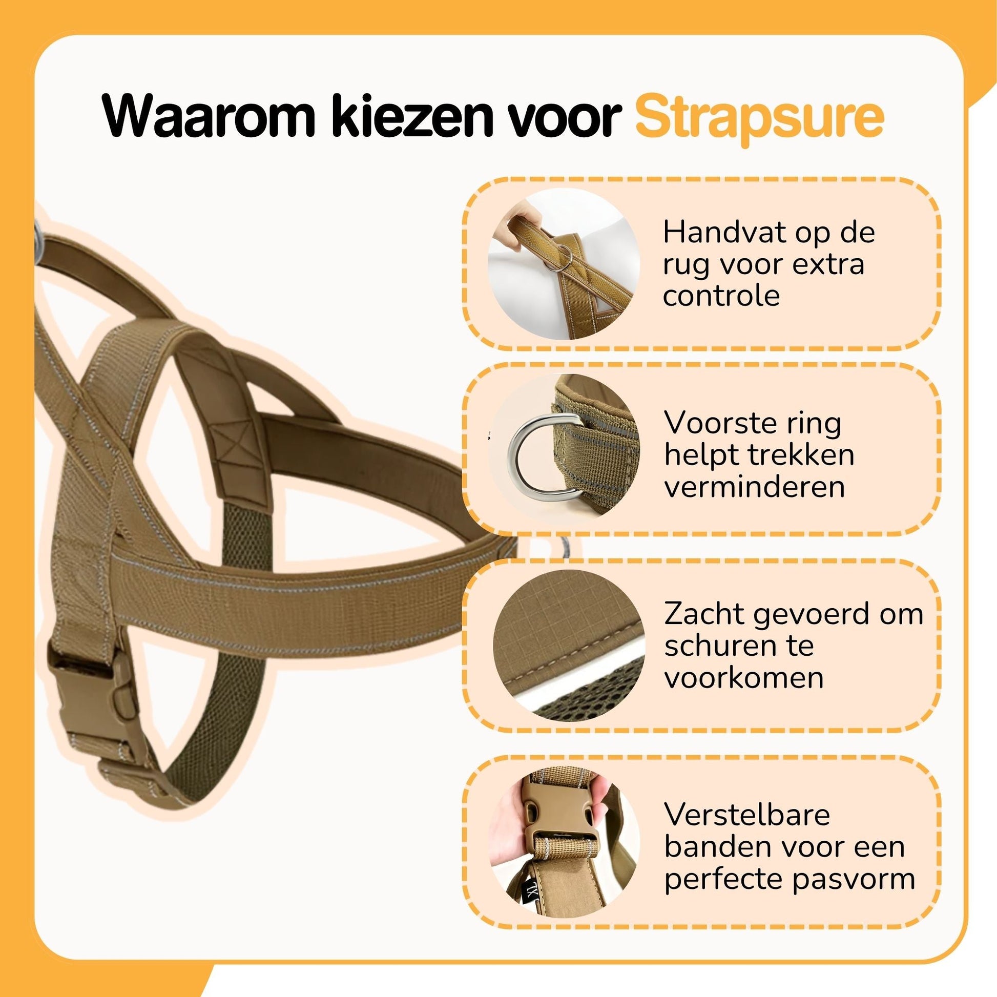 StrapSure - No - Pull Verstelbaar Hondentuig - Mivero