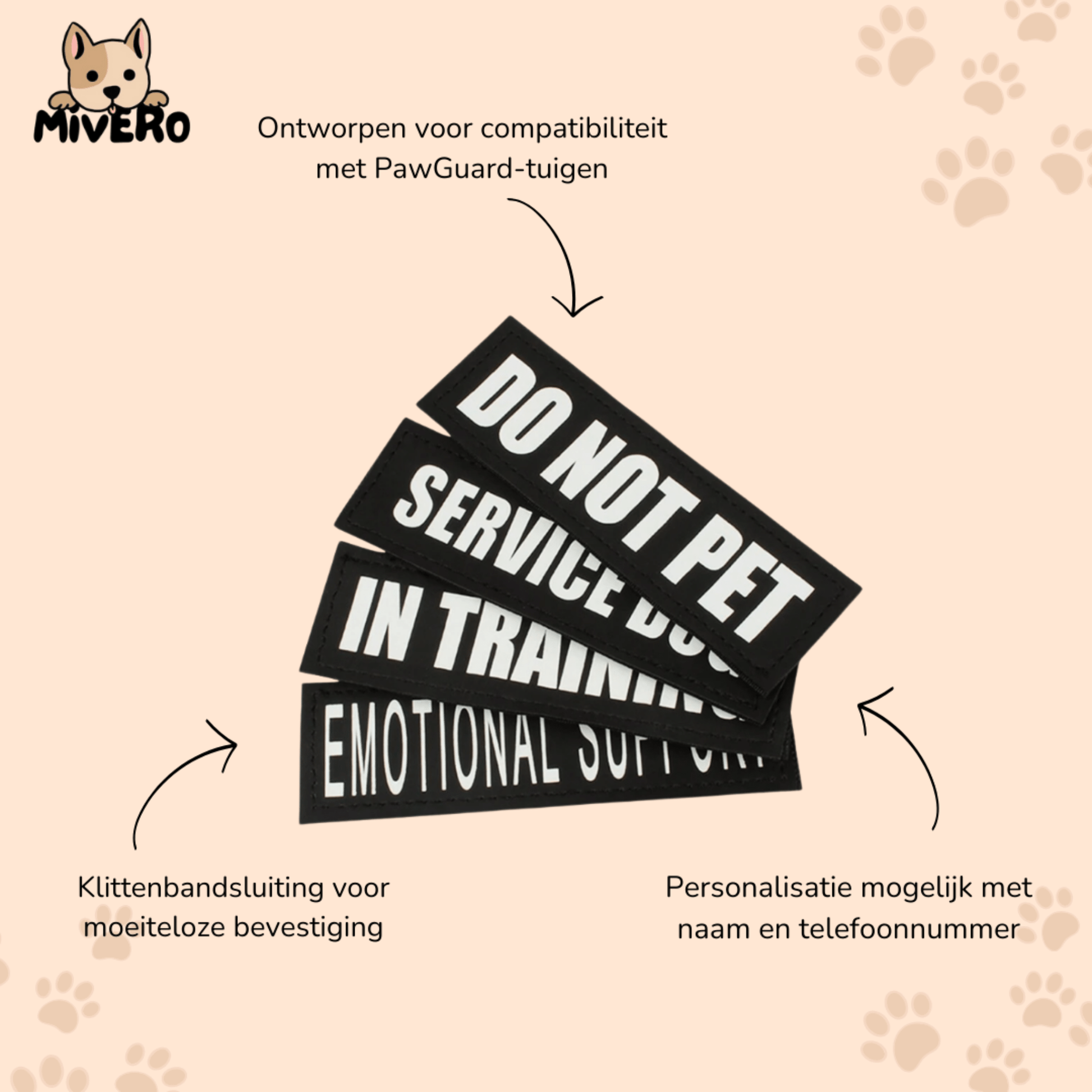 Taglet - Gepersonaliseerde Velcro Hondentag - Mivero