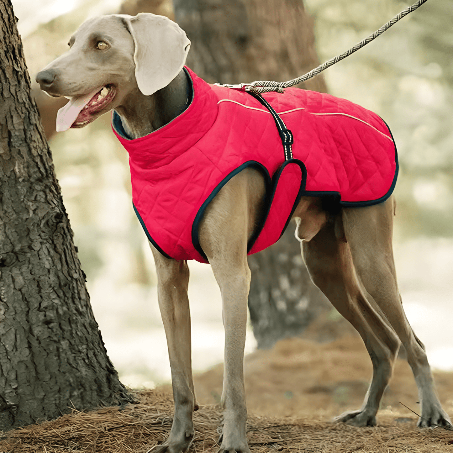 thermutt - fleecevoering honden winterjas met tuigopening - mivero