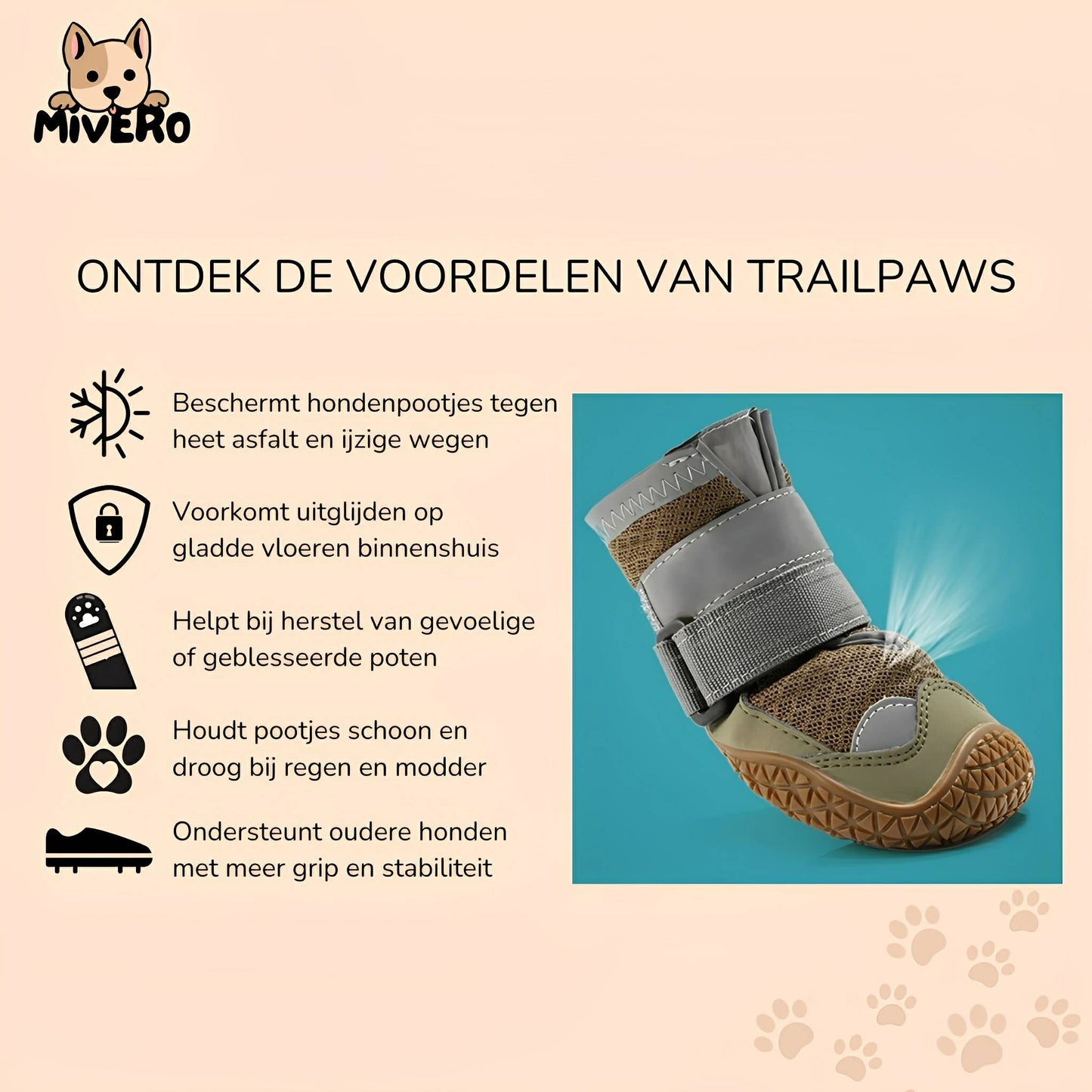 trailpaws - beschermende antislip hondenschoenen - mivero