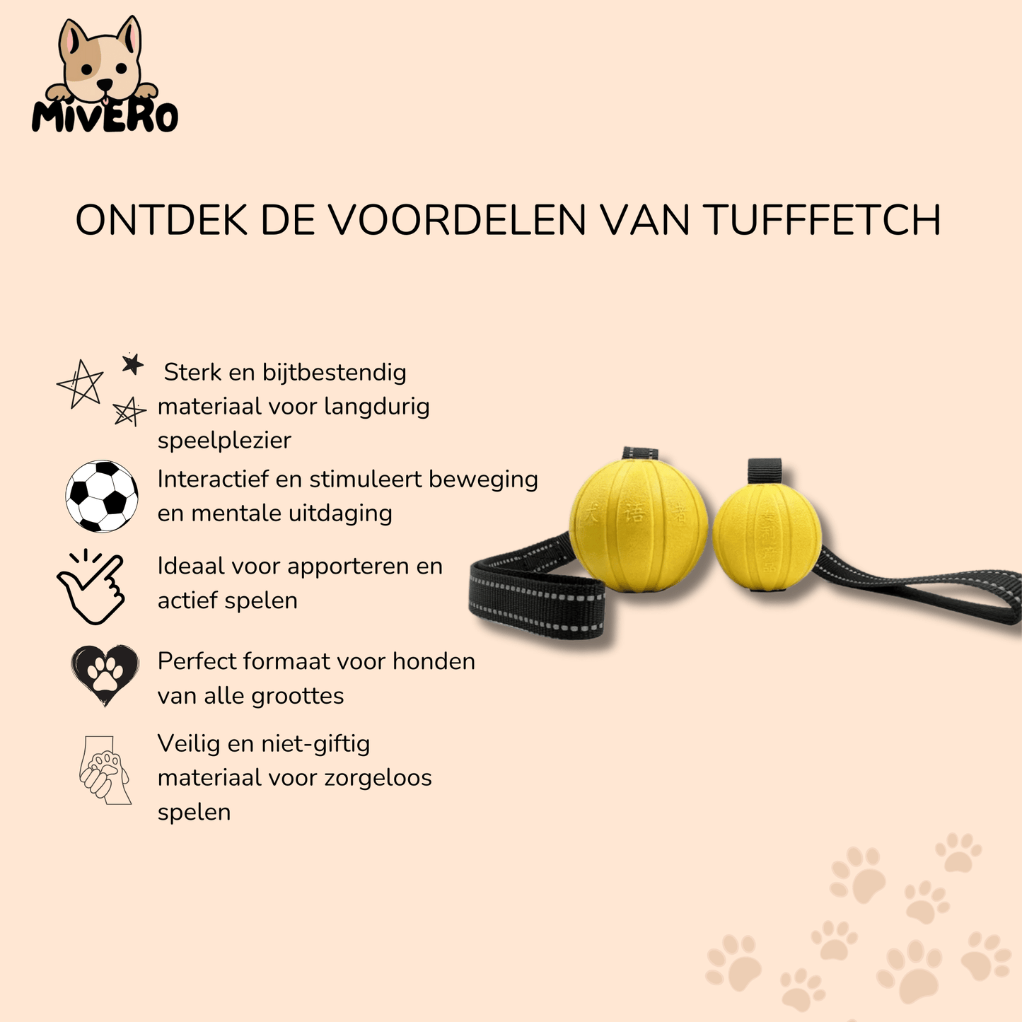 tufffetch - drijvende kauwbestendige hondenbal - mivero