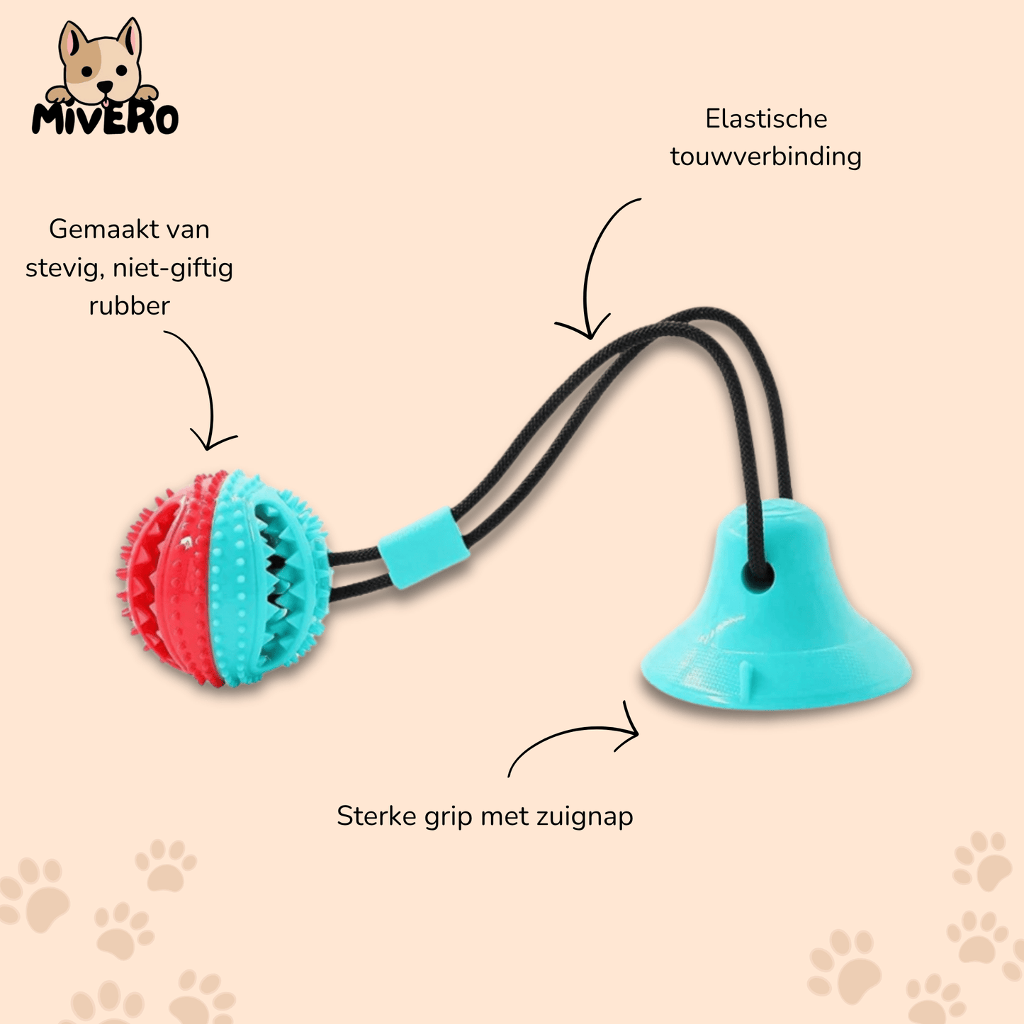 tugmax - tandverzorging kauwspeelgoed hond met zuignap - mivero