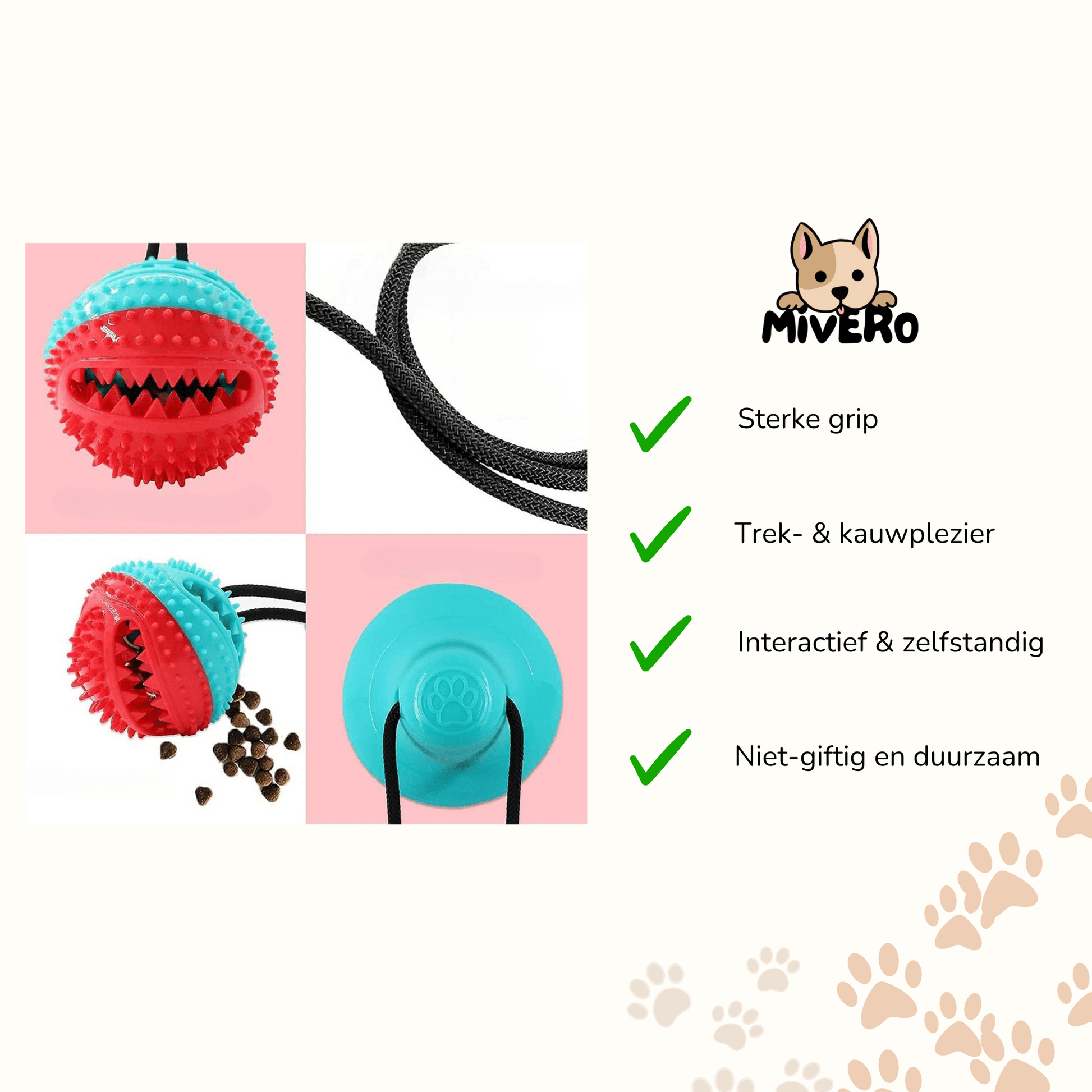 TugMax - Tandverzorging Kauwspeelgoed Hond met Zuignap - Mivero